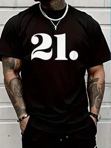 100% Cotton 21st Birthday - 21 Year Old - Number 21 T-Shirt Women's Men's Graphic Tee Crew Neck summer vacation Tops