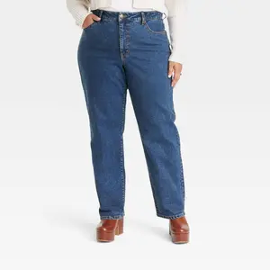 Women's High-Rise Straight Leg Jeans - Ava & Viv