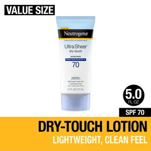 Neutrogena Ultra Sheer Dry-Touch SPF 70 Sunscreen Lotion 5 fl oz - Lightweight, Fast-Absorbing Formula for All Skin Tones