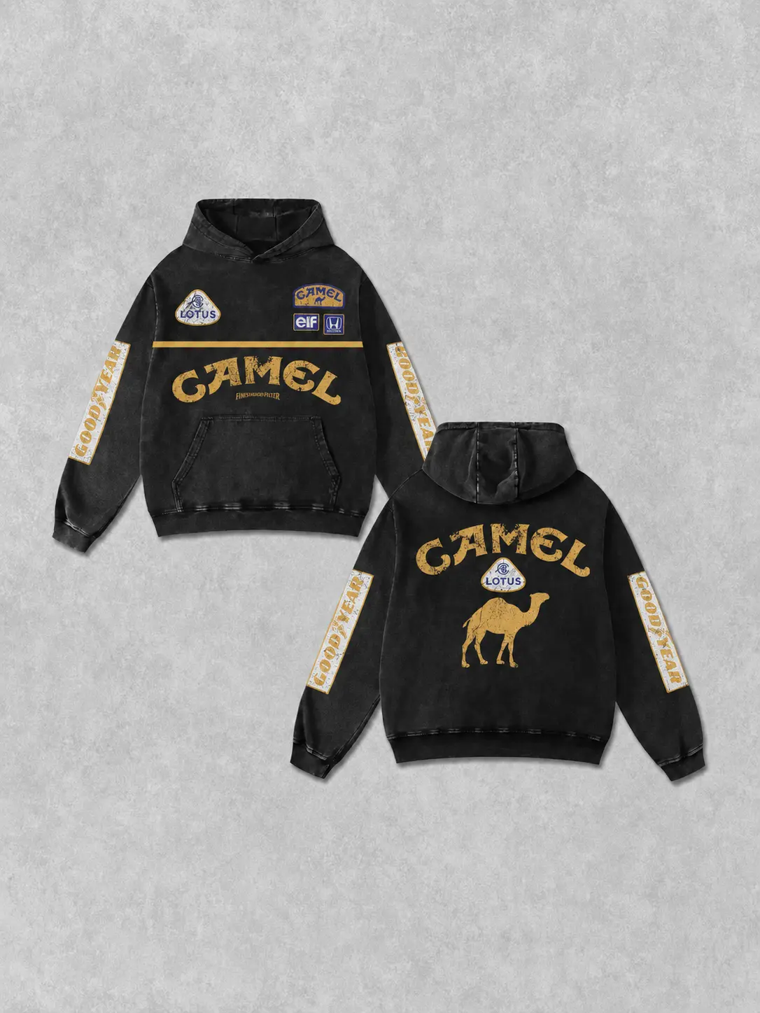 Retro Racing Washed Hoodie v8 Motor World Champion Enthusiast Streetwear Racing Team Super Motorsports Clothing Riders Motocross Off-Road Dirt Bike Fan Gear Cotton For Motor Fan