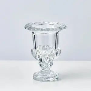 Small Elegant Beveled Glass Decorative Pedestal Vase