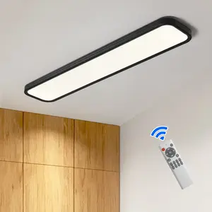 Garwarm Modern LED Ceiling Light,Dimmable Semi Flush Mount Ceiling Light,39.4 in Long Ceiling Light Fixture,Kitchen Lighting Fixtures Ceiling for Office Bedroom Hallway(Black/48W/3000-6500K), Home Decor