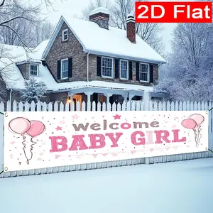 Gender Reveal Party Decorations, Balloon Design Polyester Banner Flag, Outdoor Lawn & Wall Decoration, Festival Celebration Supplies