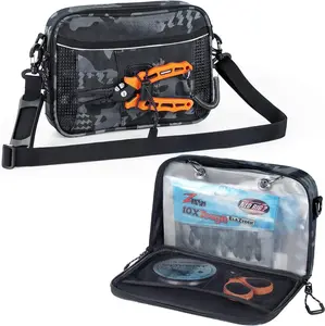 Detachable Bait Binder Tackle Bag - 900D Water-Resistant Durable Fabric, Large Clear Sleeves, Soft Plastic Bait Storage for Hooks, Sinkers, Fishing Accessories