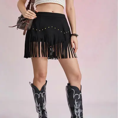 Black Fringe Skirt Outfit Ideas TikTok Shop
