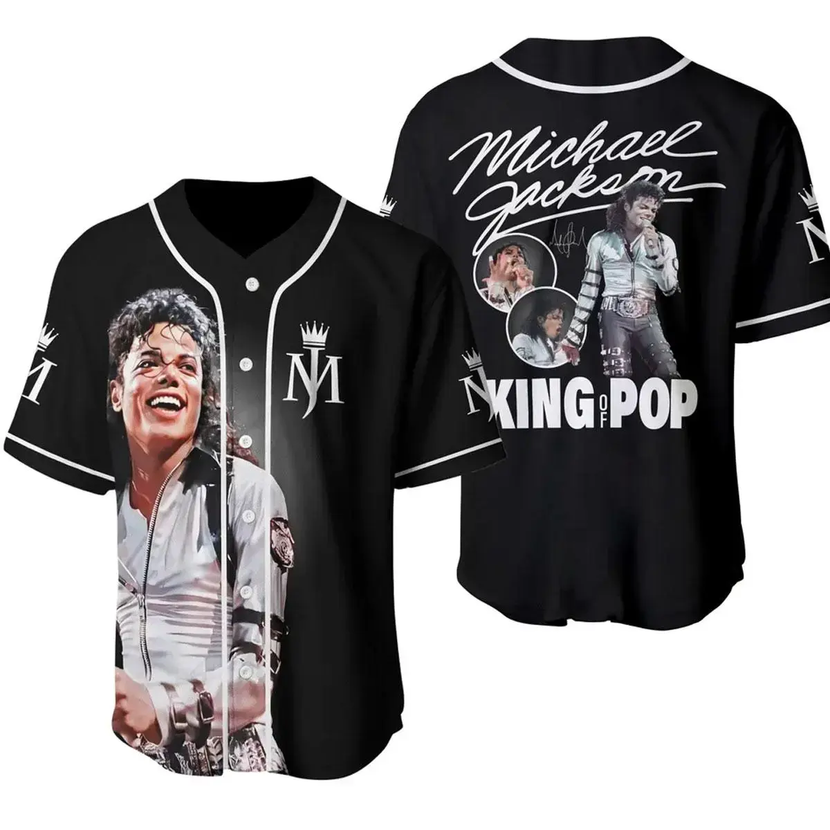 Michael Jackson Baseball Jersey, MJ King Of Pop Moon Walker 3D Graphic Shirt, Unisex Casual Baseball Top, Gift For Music Fan