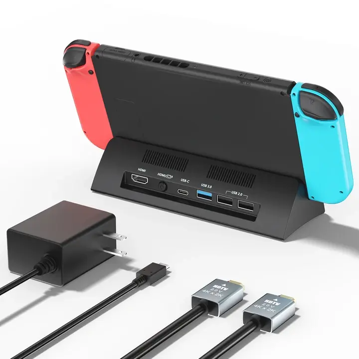 RUNTOGOL 2026 Switch TV Dock - 4K HDMI Adapter, USB 3.0 Port, 15V-2.6A USB-C Fast Charging, 1-Touch Swap, 100g Game Console Stand, Steam Dock Replacement for Switch OLED, Game Night Accessory