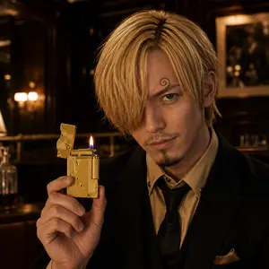 [One Piece] Gold Sleeping Mermaid Sanji Lighter 150g 1:1 Dupont Lighter Metal Brass Luxury Gift