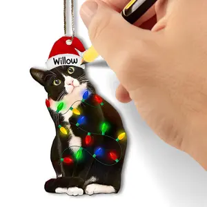 Tuxedo Cat Ornament - Black and White Christmas Decoration - Bicolor Xmas Ornament Gift Tree