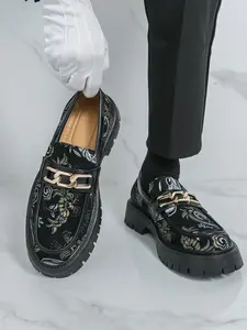 Men's Thick Sole Round Toe Fashion Casual Shoes, Casual Slip On, Comfortable Walking Footwear for Daily Wear, Stylish Design for Modern Men
