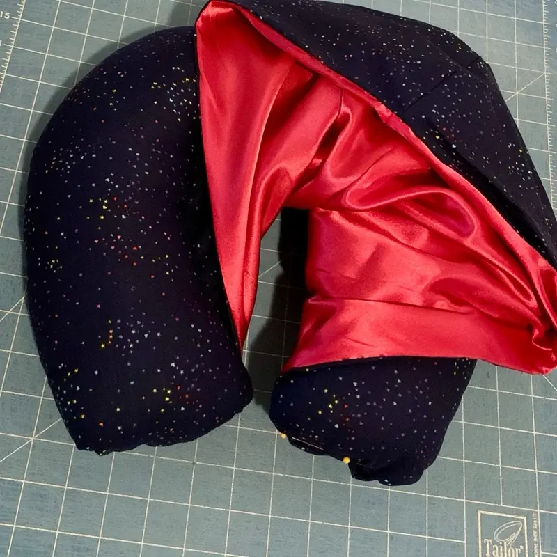 Travel Napz - Navy Nebula Travel Pillow w/ Satin Lined Hood For Hair Protection and Ultimate Travel Comfort!
