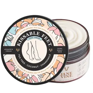 Jane Vine Kissable Feet, Athletes Foot Cream – Athletes Foot Treatment, Antifungal Cream for Itchy, Dry Skin – Tea Tree, Coconut & Chamomile – Nurse Crafted for the Family, No Sting – 3.5 oz