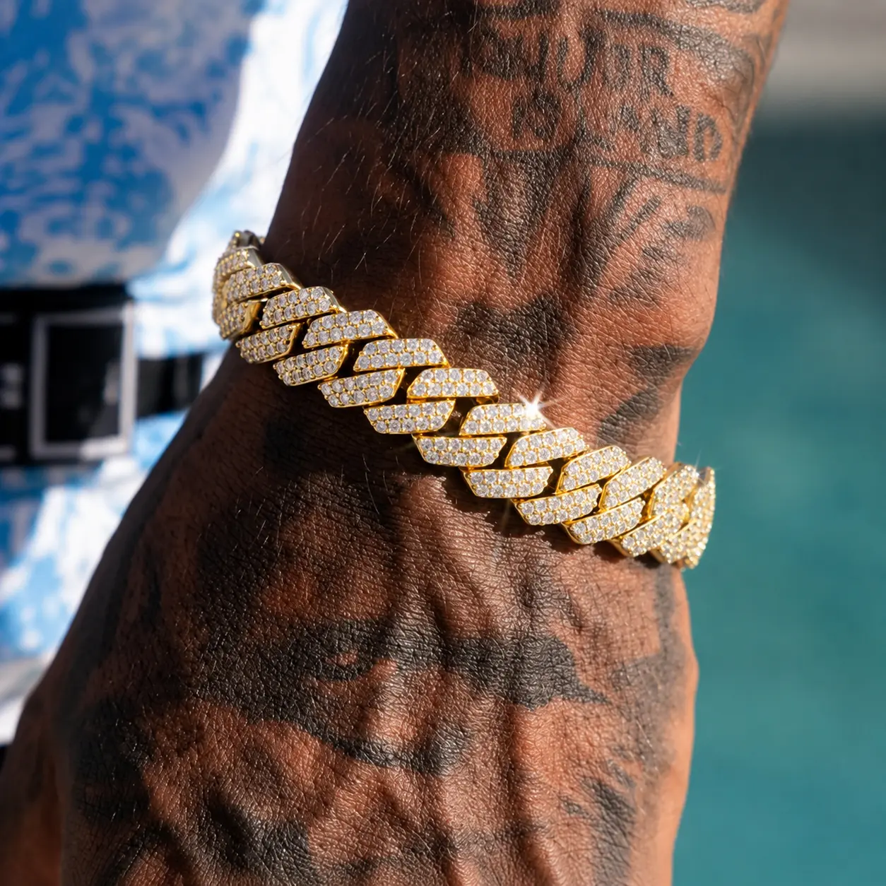14MM Iced Prong Link Cuban Chain Bracelets for Men Women Full Rhinestones Chunky Miami Cuban Bracelet Punk Hip Hop Jewelry Gift