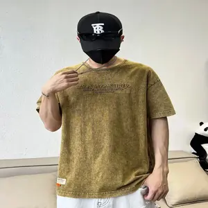 Kyn Apparel American Heavy-duty Old Wash Fading Brand Summer New Men's Short-sleeved T-shirt Thick Korean Version Half-sleeved Top T-shirt
