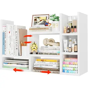 Desk Shelves Desktop Organizer Shelf - White Office Organization for Top of Desk Organizers and Accessories Corner Bookshelf Table Top Shelving Small Hutch Decorations for Office