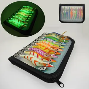 10pcs Luminous Squid Jig Fishing Baits - Mixed Colors, Durable ABS & Non-Woven Fabric, Ideal for Sea Fishing Fishing Accessories