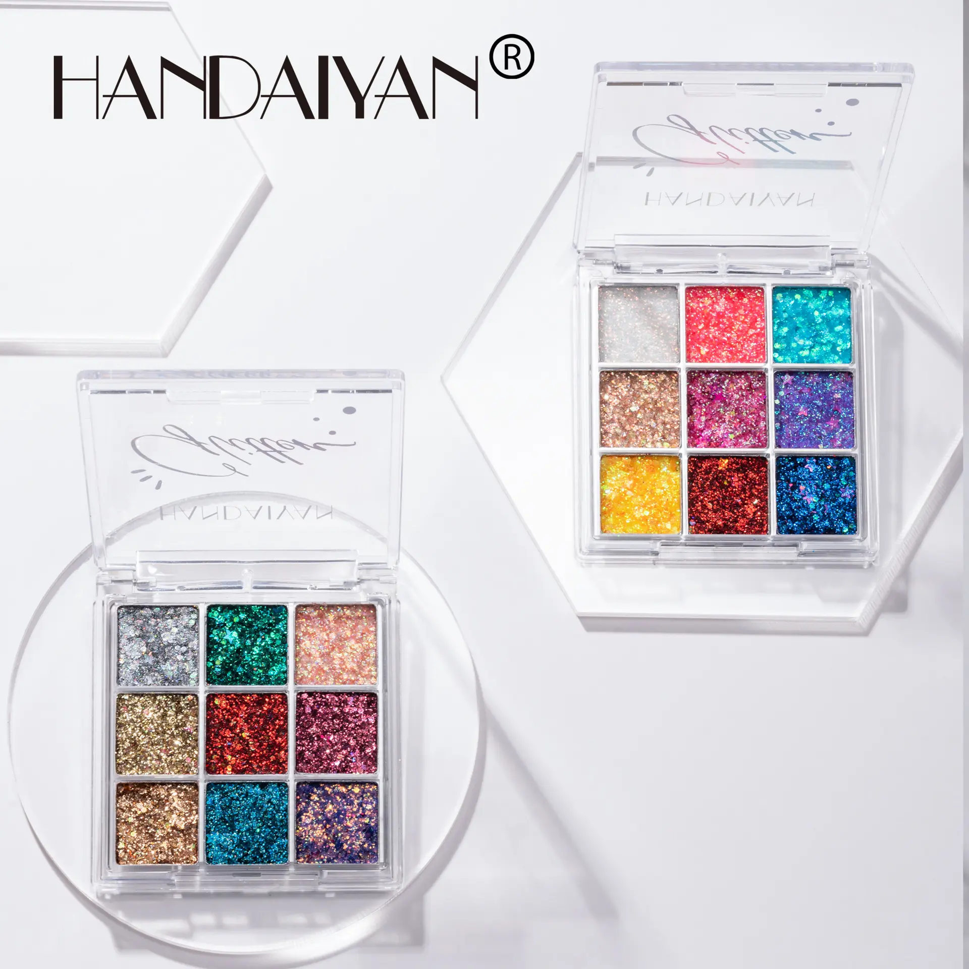 9-Color Shimmer Eyeshadow Palette - Mini Portable Cosmetic, Buttery Glide Pigmented Eyeshadow, Waterproof Long-Wearing Sparkling Metallic Glitter Alt Makeup for Professional Use, Shimmer01