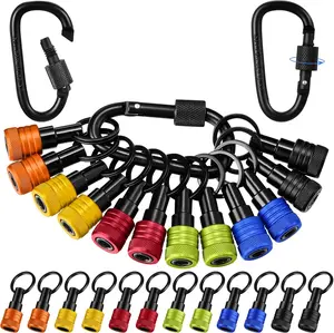 12 Pcs Upgraded Drill Bit Holder Keychain 1/4 Inch Bit Holder Hex Shank Screwdriver Quick-release Extension Bar Keychain Screw Adapter with Buckles for Tool Men Workers Gifts (Multicolor)