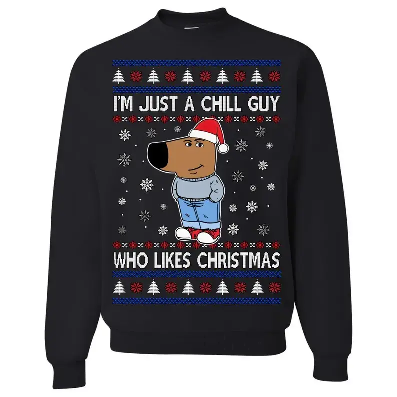 OnCoast I'm Just a Chill Guy Who Likes Christmas | Ugly Christmas Sweater | Funny Christmas Sweater | Holiday Crewneck Sweater Long Sleeve