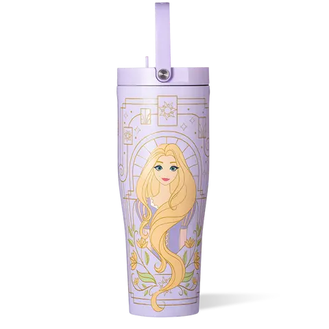 Disney Princess 30oz Leak-Proof Portable Drink Tumbler - BPA-Free Unisex Adults Reusable Cartoon Theme Water Bottle, Tuckaway Spout, Silicone Flexible Handle, Princess Art, On-the-Go Kitchenware for Outdoor Hiking