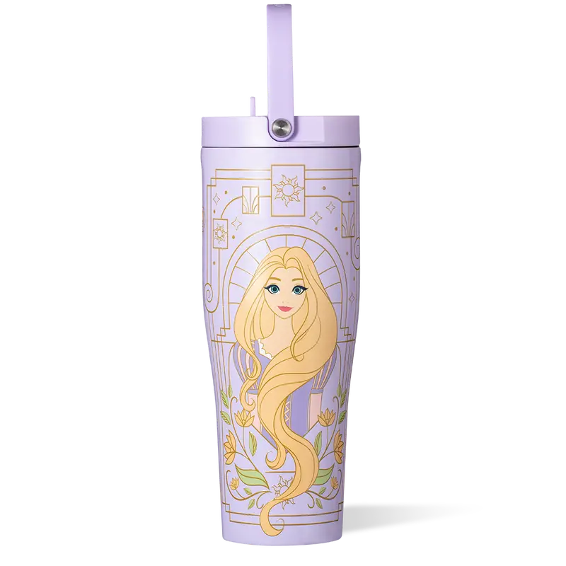 Disney Princess 30oz Leak-Proof Portable Drink Tumbler - BPA-Free Unisex Adults Reusable Cartoon Theme Water Bottle, Tuckaway Spout, Silicone Flexible Handle, Princess Art, On-the-Go Kitchenware for Outdoor Hiking