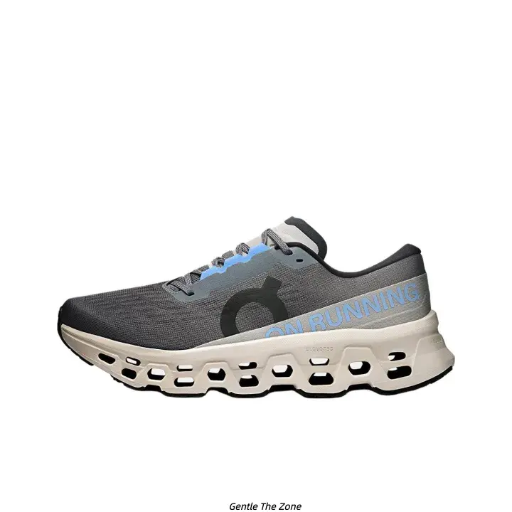 Dark Gray Gradient Fine Honeycomb Mesh Low Top Running Sneakers for Men Women, Light Blue Contrast Hollow Segmented Wave Cushion Midsole Anti-Slip Road Training Breathable Lightweight Athletic Walking Shoes
