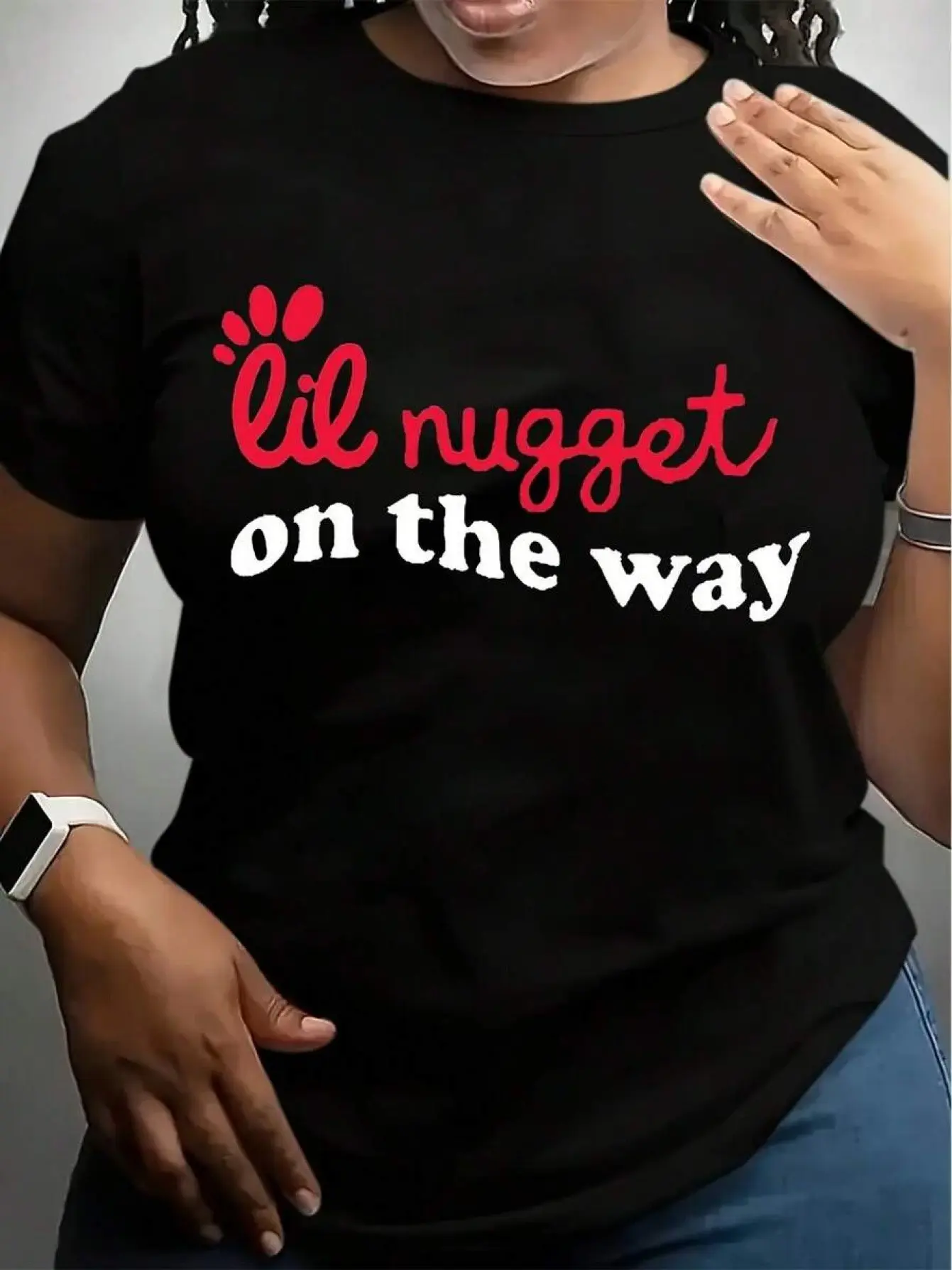 Women's Maternity Nugget On The Way Pattern Printed T-Shirt Summer, Maternity Clothing