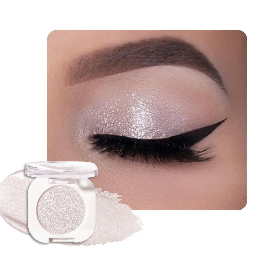 Pear White Single Cream Shimmer Eyeshadow Makeup, Sheer White Glitter Eye Shadow for Mature Skin, Singles Eyeshadows Palette Pigmented Waterproof, sombras para ojos, Vegan & Cruelty-Free