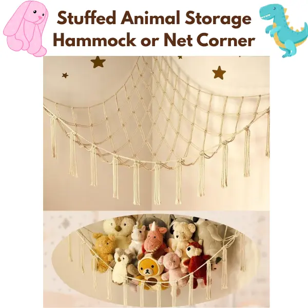 Large Stuffed Animal Storage Net, Corner Plush Toy Hammock, Wall Hanging Stuffed Animal Organizer, Kids Toy Storage Hammock for Nursery, Bedroom & Playroom, Home Decor