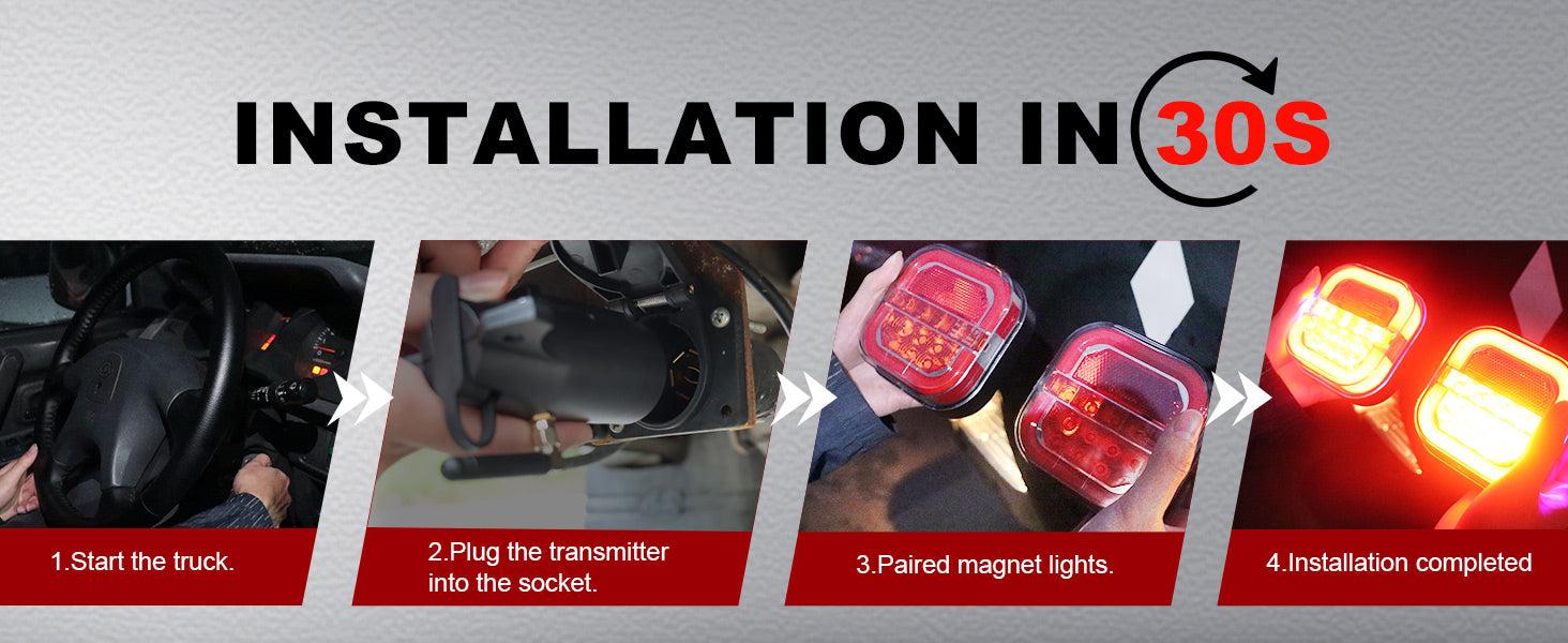 AgriEyes T28/T312/T212/T325/T326/T327/T42 Halo Wireless Trailer Lights Kit, 2 Mounting Options Portable Magnetic LED Tow Lights for Trucks Outdoorfun