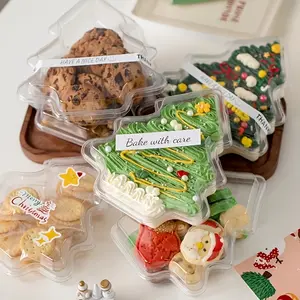 Transparent Christmas Tree Shaped Cake Box - Suitable for Candy, Cookies, Cakes, Desserts, Perfect for Christmas/Birthday, Parties, Home Baking Essentials, Dessert Packaging, Seasonal Packaging, Decorative Containers, Candy Containers