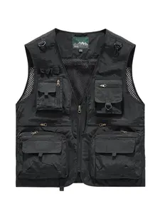 Men's Casual Fitted Lightweight Outdoor Fishing Work Vest Gilet Sleeveless Waistcoat, Multi-Pocket Design for African Exploration and Travel, Ideal for Photography and Outdoors