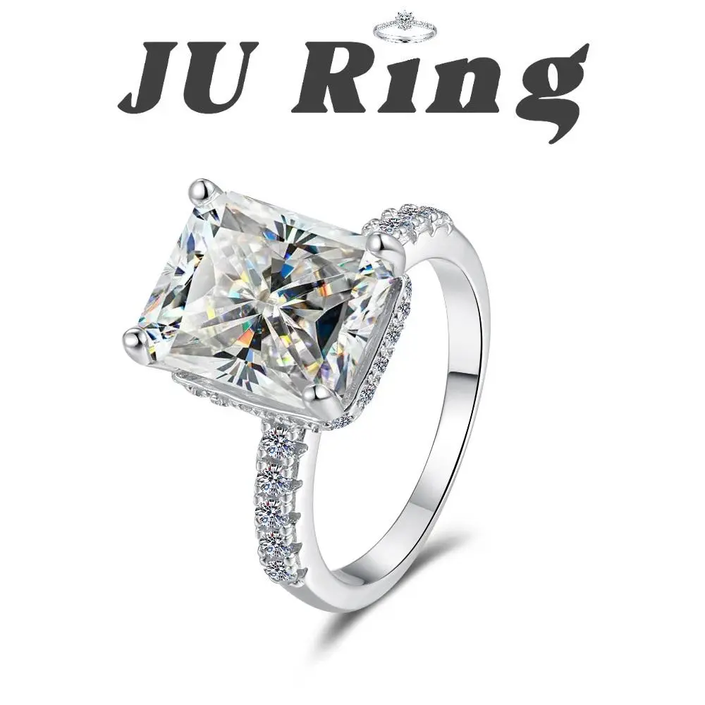 #61 (Radiant Cut) 10mm*14mm 10 ct S925 Sterling Silver Lab-Grown Moissanite VVS1 D Main Ring Gifts for Women Stacks Engagement Wedding Rings