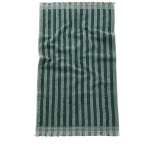 Piglet in Bed Pembroke Stripe Hand Towel in Pine Green