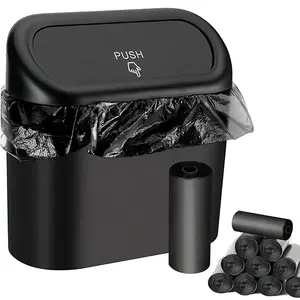 Car Trash Can with Lid, Universal Mini Leak-Proof Automotive Garbage Bin for Car Office Bedroom Accessories in, Compact Waste Container for Front and Back Seats, Car Organization Supplies