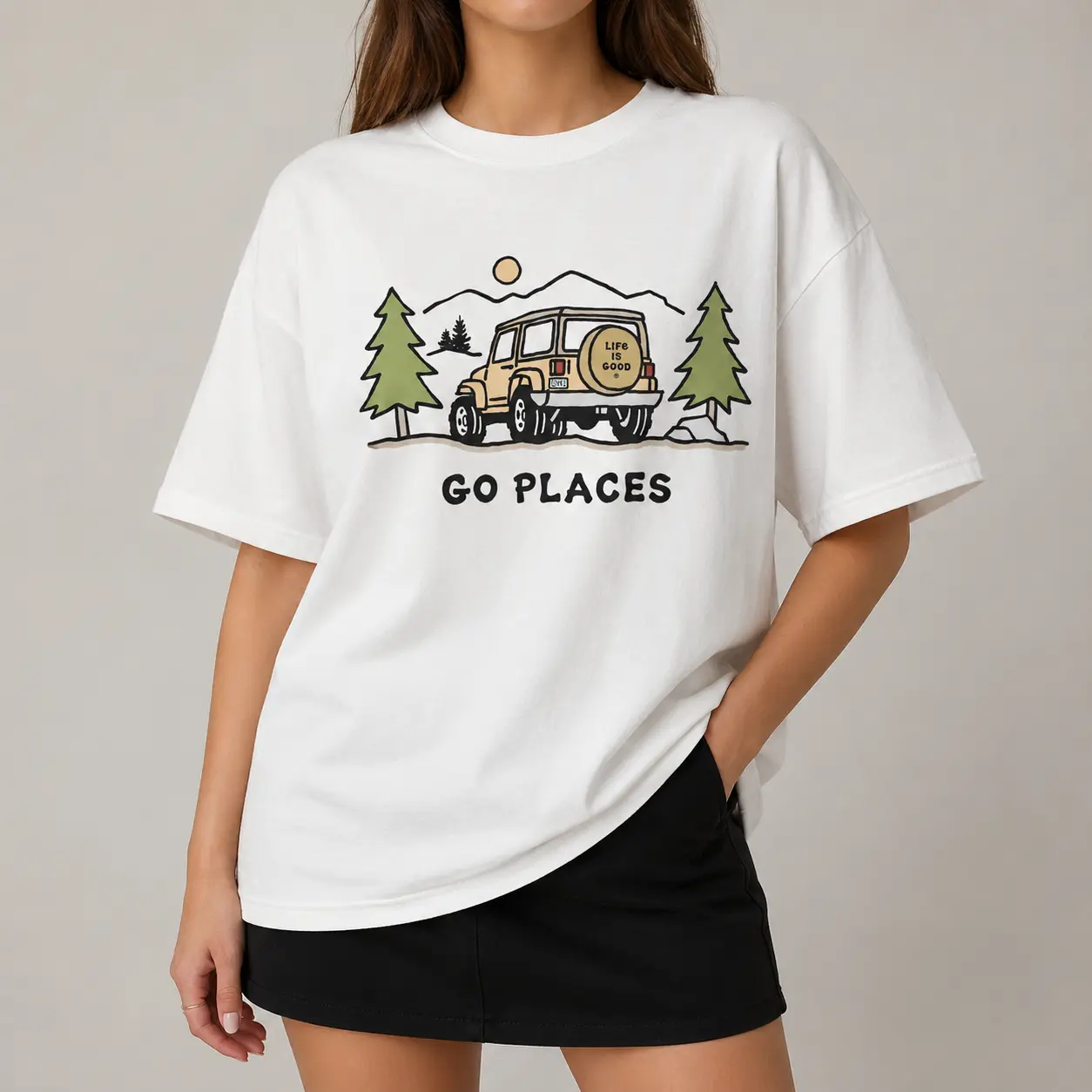 [100% Cotton] Go Places T-Shirt, Retro Off-Road Adventure Graphic Tee, Vintage Mountain Travel Shirt, Trendy Outdoor Camping Oversized Tee, Casual Road Trip Outfit, Go Places Travel Gift for Men and Women