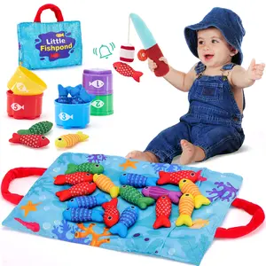 hahaland Toddler Fishing Set Montessori-Inspired Cloth Game with 22 Pcs for 1 Year Old Boys Girls Number Counting Color Sorting Learning Educational Gift 12-18 Months Holiday Christmas Gift - Sensory
