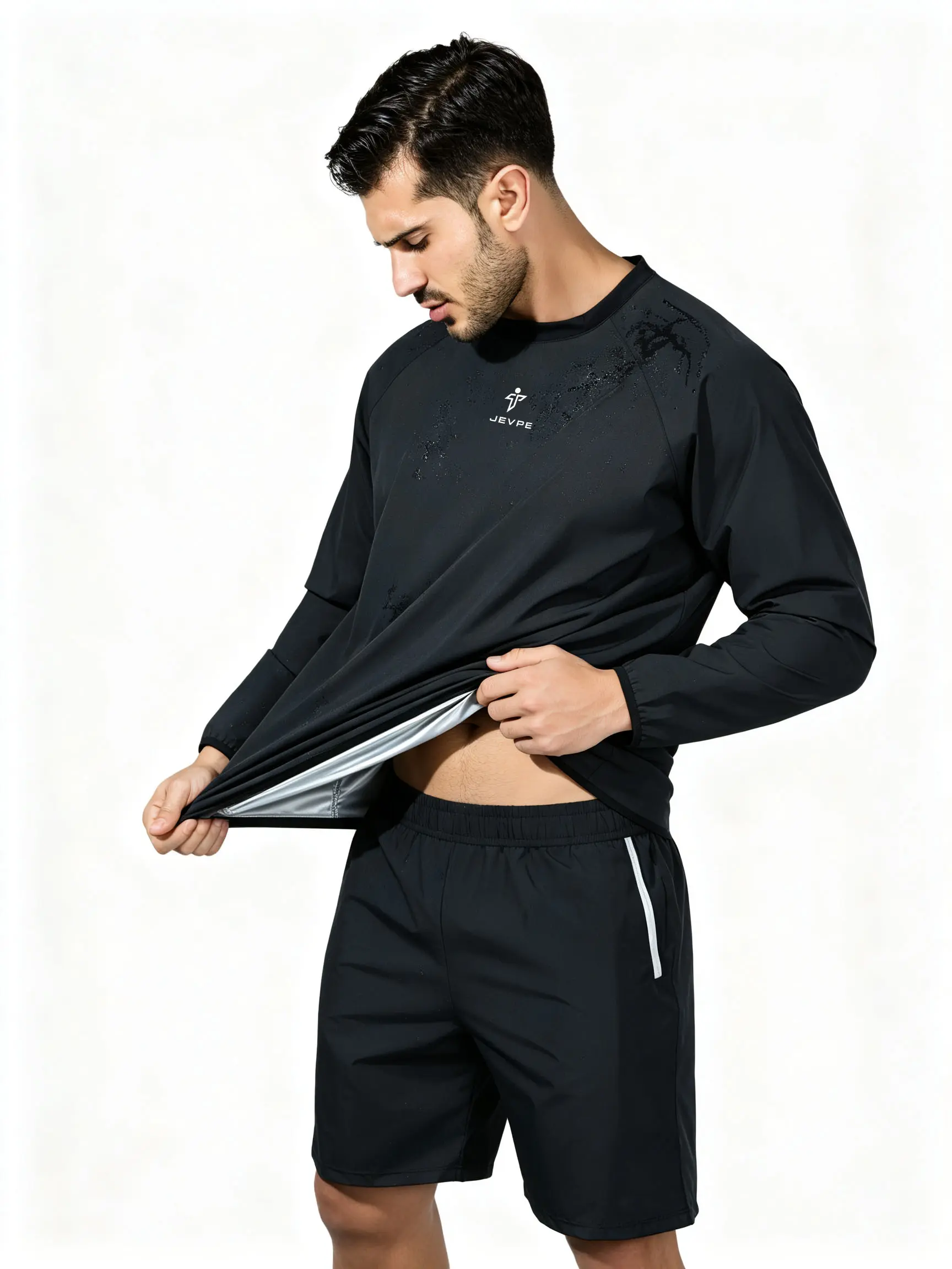 JEVPE Unisex Crewneck Sweats - Lightweight, Moisture-Wicking Long-Sleeve Sauna Sweatshirt, Thermal Sweat-Enhancing Fitness Pullover, Professional Sports Activewear for Gym & Outdoor Training, Crewneck Sweatshirt