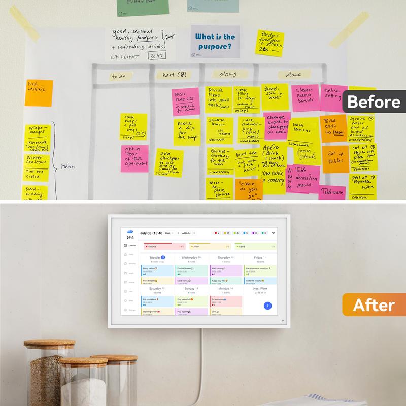 TABWEE 15.6 Inch WiFi Digital Calendar, Smart Touchscreen Interactive Display for Family Schedules Chore Chart, Meal Planner, To Do List, Smart Sync Switchable Digital Photo Frame Desk-Standing