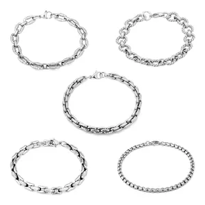 Mytys 5-Piece Chain Bracelet Set – Mixed Link Styles for Everyday Layering – Durable, Waterproof & Tarnish-Resistant Jewelry