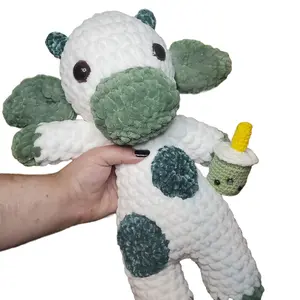 Jumbo Matcha Boba Cow Plush, Crochet Cow Plushie, Crochet Cow, Milk Tea Boba Cow Plush, Boba Plush