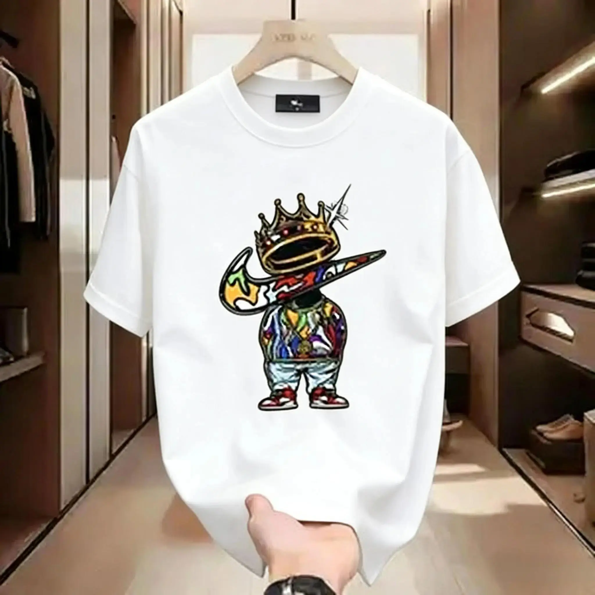 [Copy of] New unisex round-neck graphic T-shirt, 100%25 cotton, vibrant patterns, soft and comfortable, perfect for men's spring and summer short-sleeve street style.