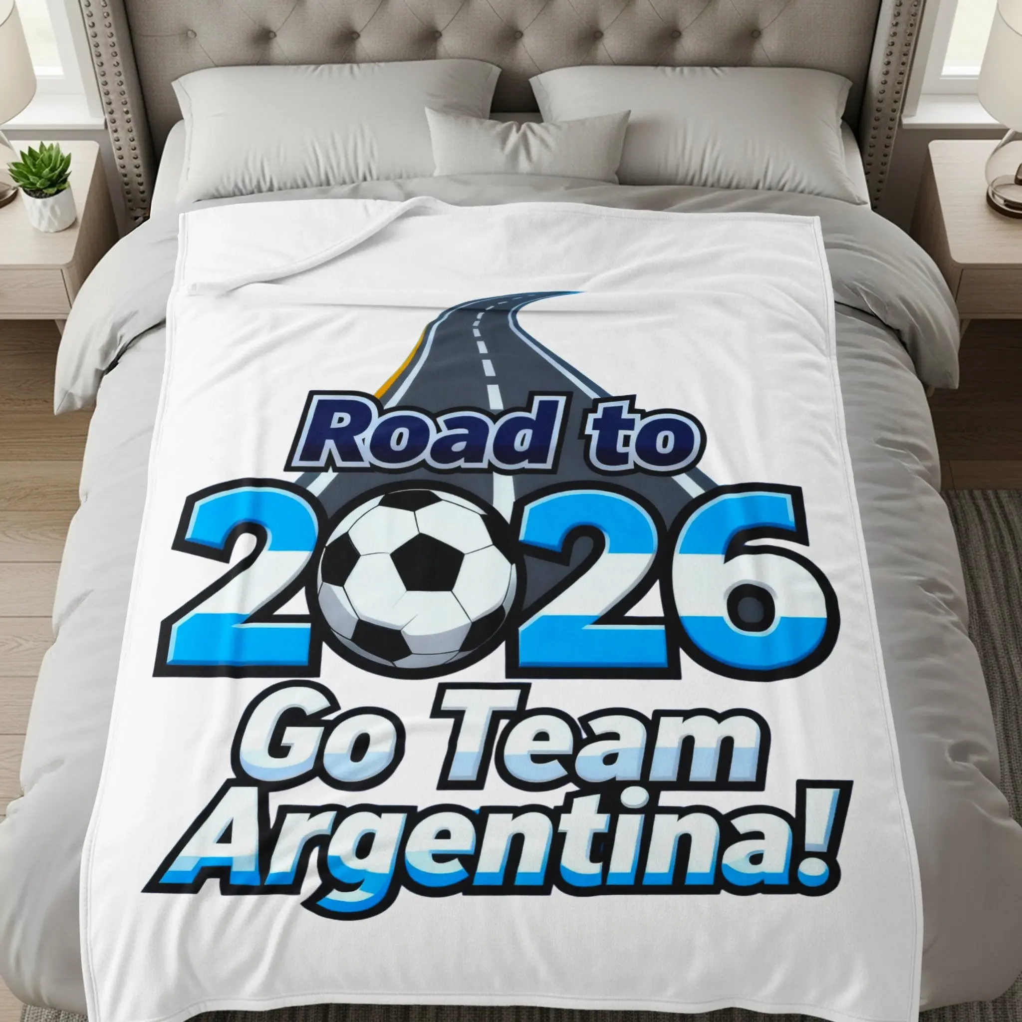 Argentina Velveteen Plush Soccer Blanket: Limited Edition Road to 2026 Design