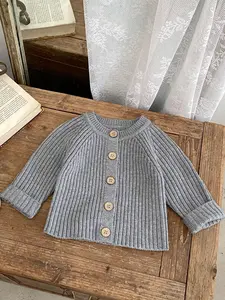 Autumn Winter New Style Baby Unisex Thick Knit Cardigan Sweater, Solid Color Versatile Design, Perfect for Boys & Girls