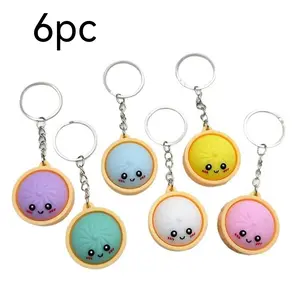6-Pack Mini Dumpling Keychains, Cute Cartoon Charms for Backpacks, Keys, and Bags, Perfect Gift Idea, Fun and Practical Accessory Set