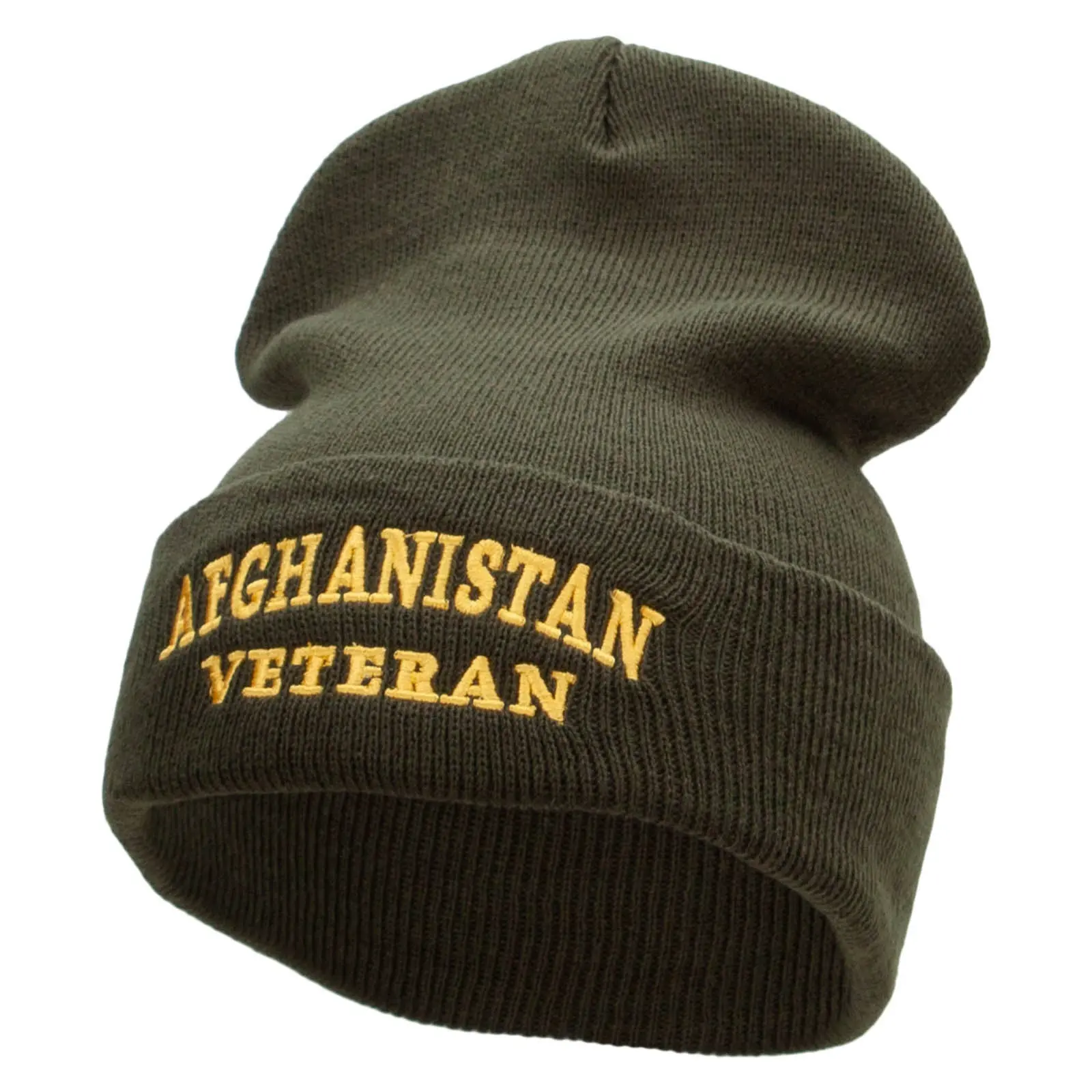 Afghanistan Vet Embroidered 12 Inch Solid Long Beanie