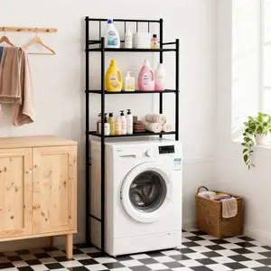 Over the Toilet Storage, 3-Tier Over Toilet Storage Rack for Bathroom, Metal Bathroom Organizer Shelves Over Toilet, Black