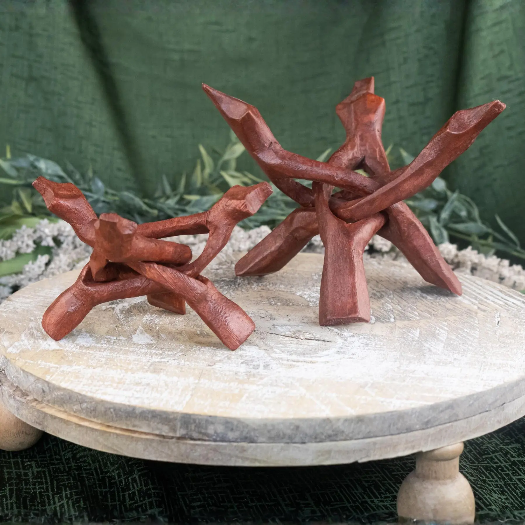 Down to Earth Wooden Tripod Abalone Shell Stand