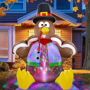 6 Ft Tall Thanksgiving Inflatable Turkey Outdoor Decoration LED Lighted Blow Up Yard Decor Fall Thanksgiving Decorations Outside Holiday Yard Lawn Garden Autumn