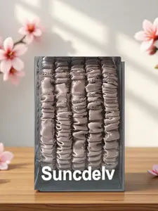 5pcs/Box 100% Pure Mulberry Silk Hair Scrunchie, High Quality Handmade 22 Momme Hairbands for Women, Solid Colors, Wavy Curly Scrunchies, Tellie Tie Hair Tie